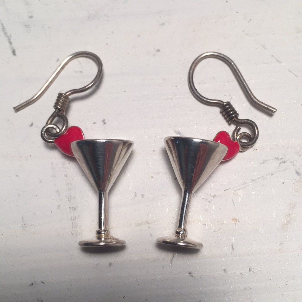 Sterling silver wine glass earrings
